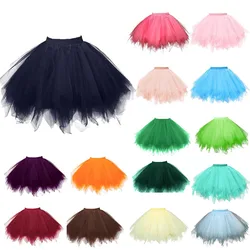 Princess Midi Fairy Tulle Skirt Pleated Dance Tutu Skirts Womens Lolita Petticoat Jupe Tulle Femme Party Puffy Skirts Adult