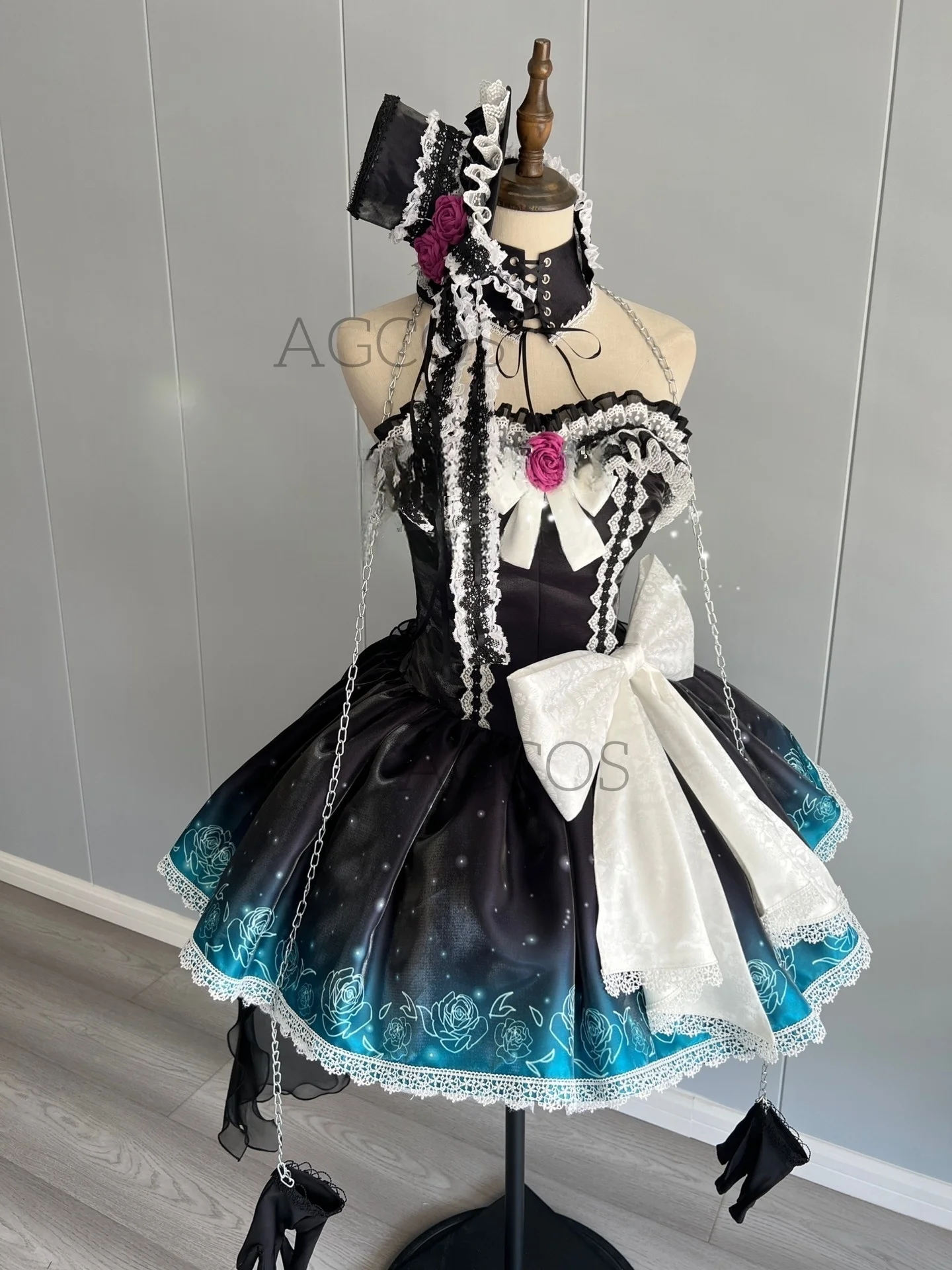 AGCOS Customized Mikku Light And Night Cosplay Costume Christmas Uniforms Dress Mikuu Costumes Cosplay