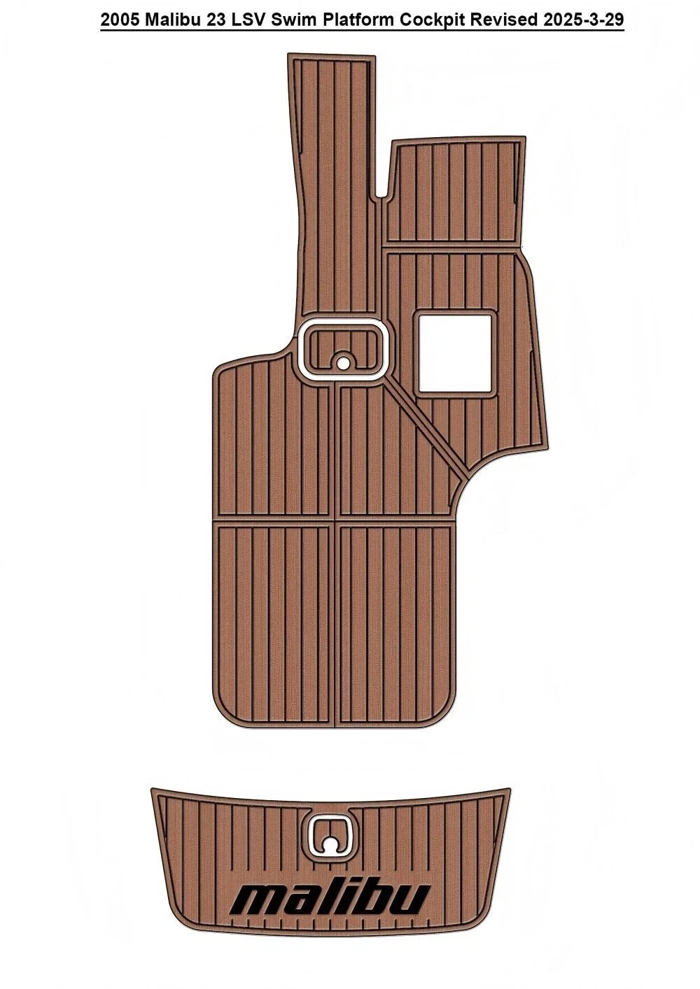 

2005 Malibu 23 LSV Swim Platform Cockpit Pad Boat Customized EVA Foam Faux Teak Deck Floor Mat Boat Accessories