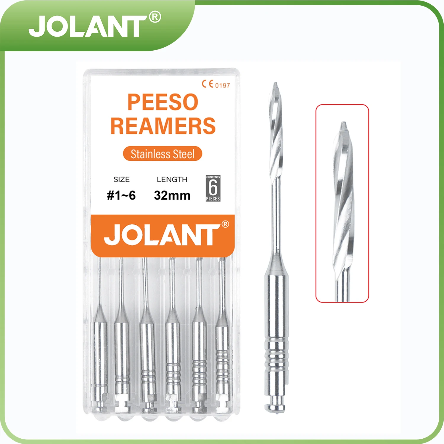 JOLANT 6pcs/Box Dental Tools Root Canal Endo Peeso Reamers Drill 28mm 32mm Stainless Steel Endodontic Instruments Dentistry