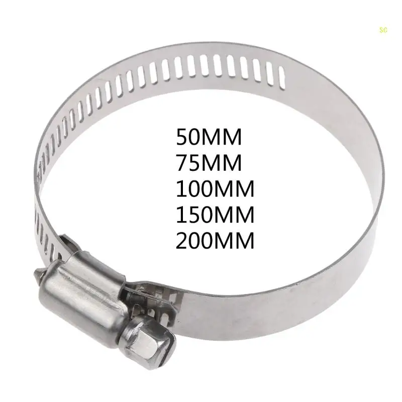 50/75/100/150/200mm Stainless Steel Hose Clamps Adjustable Gear Worm Tube Water Pipe Fixed Clip Spring Dropshipping