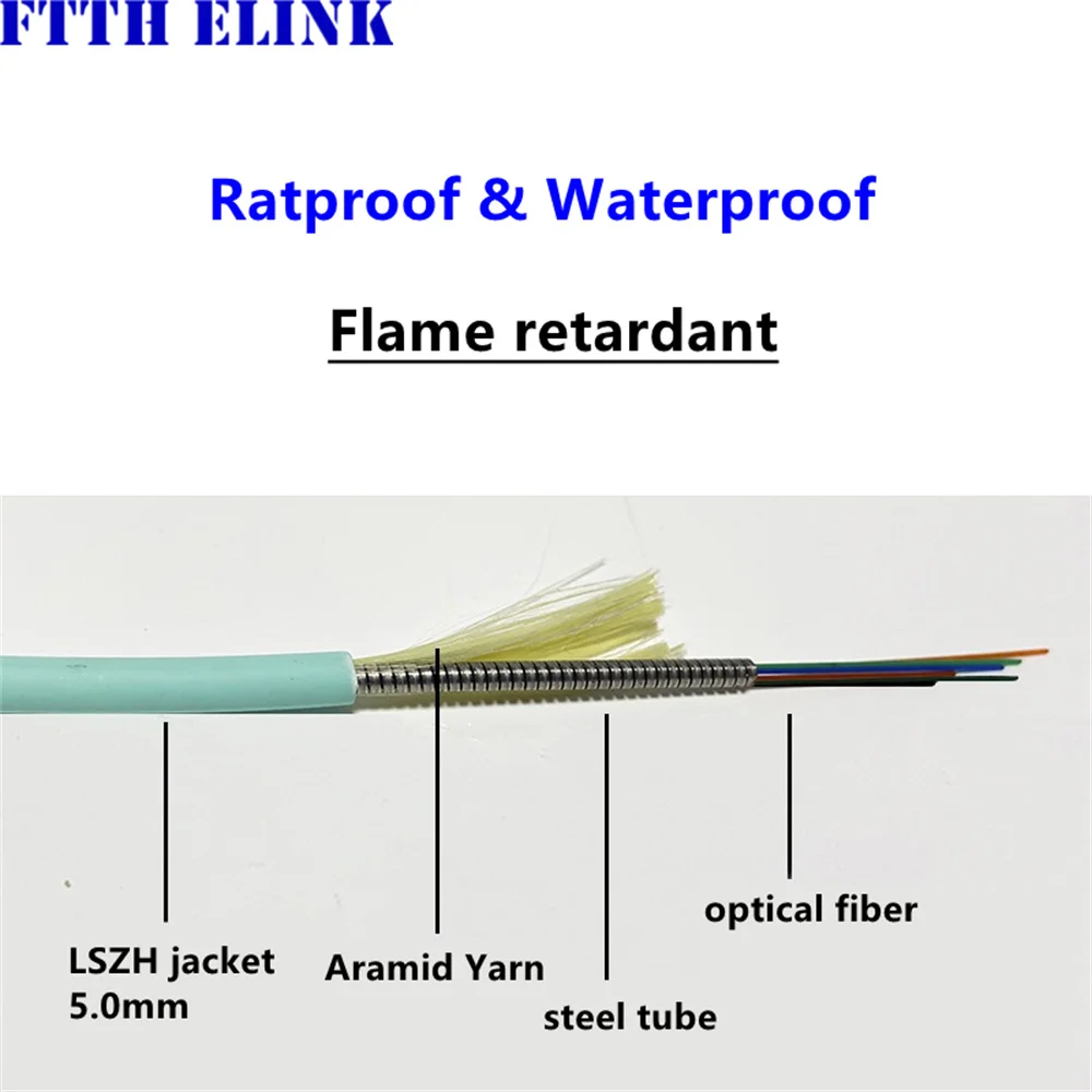 Armored fiber patchcord 6 core 150-300M OM3 MM 200M 250M 6C SC LC FC STAPC multimode 6 fibers optical jumper cable ELINK ftth