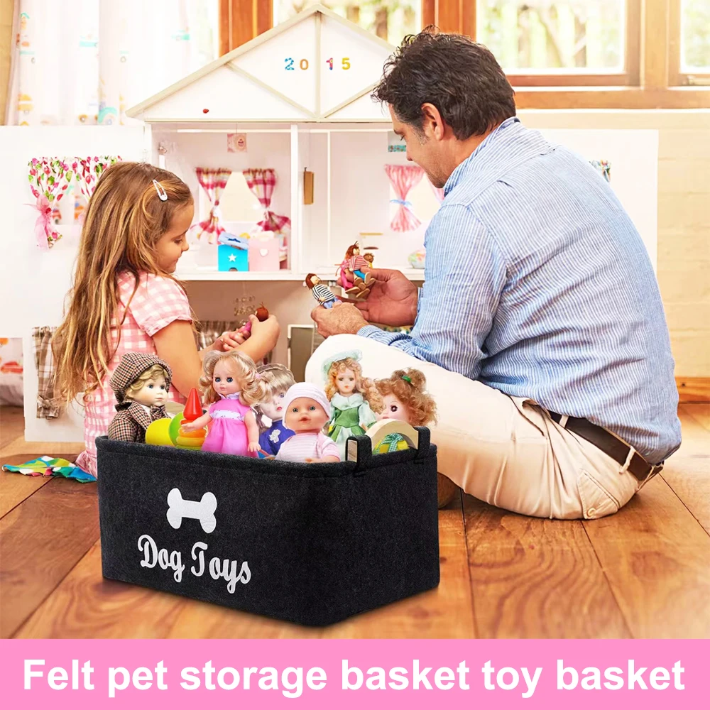 

Felt Storage Basket Clothes And Miscellaneous Storage Basket Dirty Clothes Basket Wooden Handle Pet Toy Storage Basket