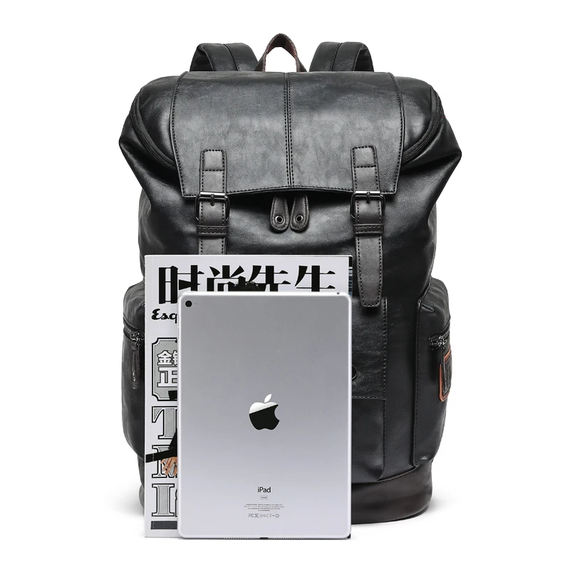 Men\'s Large Leather Antitheft Travel Backpack Laptop Bags Men Black Pu Bagpack Boy Big Capacity School Male Business 가방 mochilas