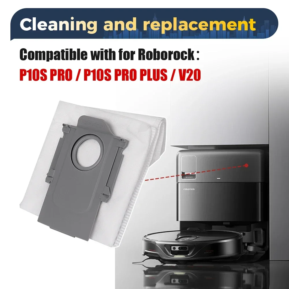 كيس لجميع الغبار لـ Roborock S8 MaxV Ultra/S8 Max Ultra/P10s Pro/Qrevo Pro/Qrevo MaxV/Qrevo S/V20 جهاز آلي لتنظيف الأتربة ملحق