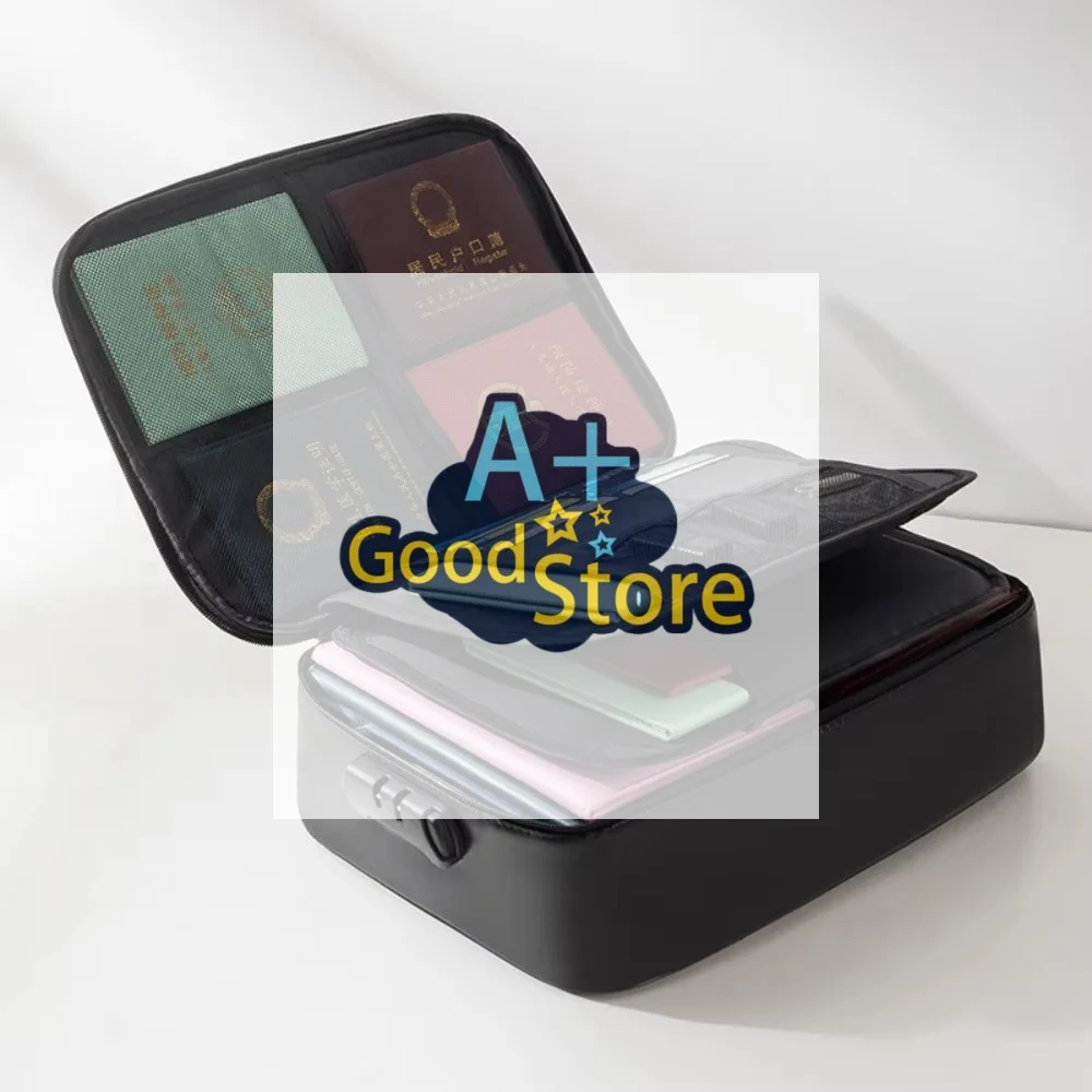 

Portable Large Capacity Fireproof Document Bag Waterproof Lockable File Organizer Case Files Cards Money Tickets Safe Briefcase