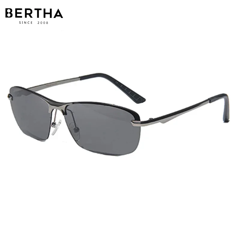 

BERTHA Polarized Men's Sunglasses Photochromic Fishing Sunglasses Half-rim Male Classic Square Eyeglass Driving Glasses SPB3043