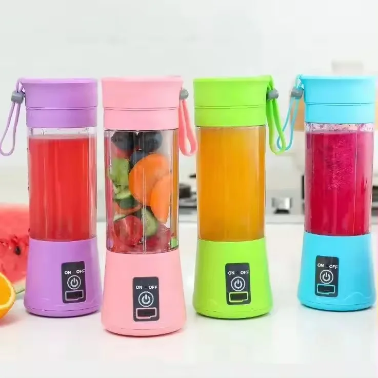 Blades Portable Blender Mini Blender Juicer Cup Wholesale Usb Rechargeable 380ml Six Battery 30 Plastic Ho Stainless Steel 3.7