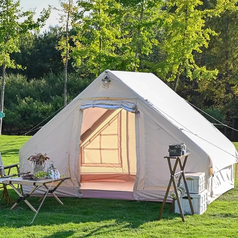 Inflatable tent spring and summer field camping overnight outdoor windproof and rainproof cotton roof tent waterproof camp tent