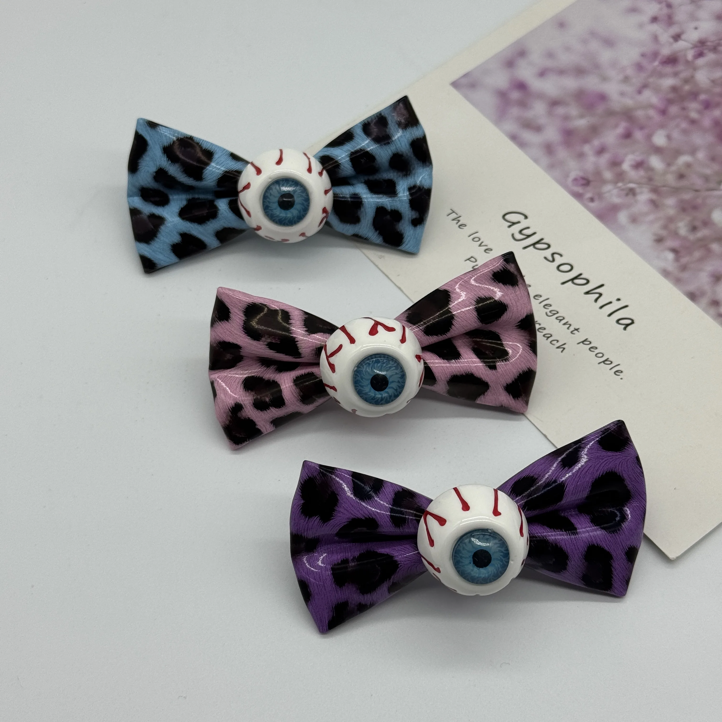 Colorful Leopard Bow Hair Clip, Creative Cosplay Accessory