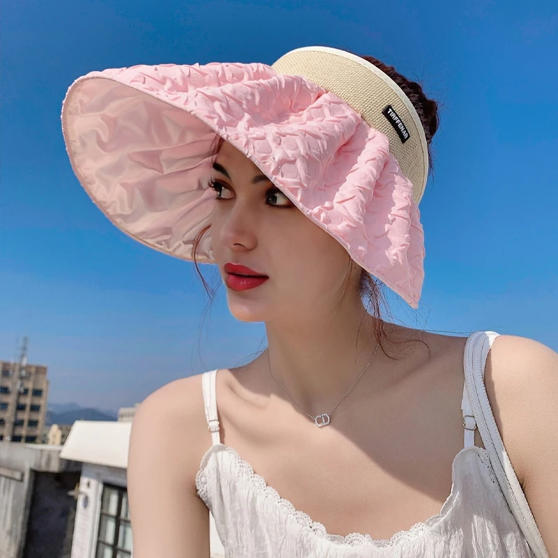 Summer Women's Embossed Empty Top Cap Outdoor Versatile Shell Hat Travel Shopping Sun Protection Decoration Sun Hat MZ1618