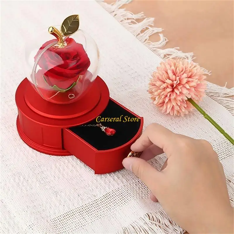 

M4YF Elegant Fruit Shaped Jewelry Box with Rose Necklace Holder for Gifting