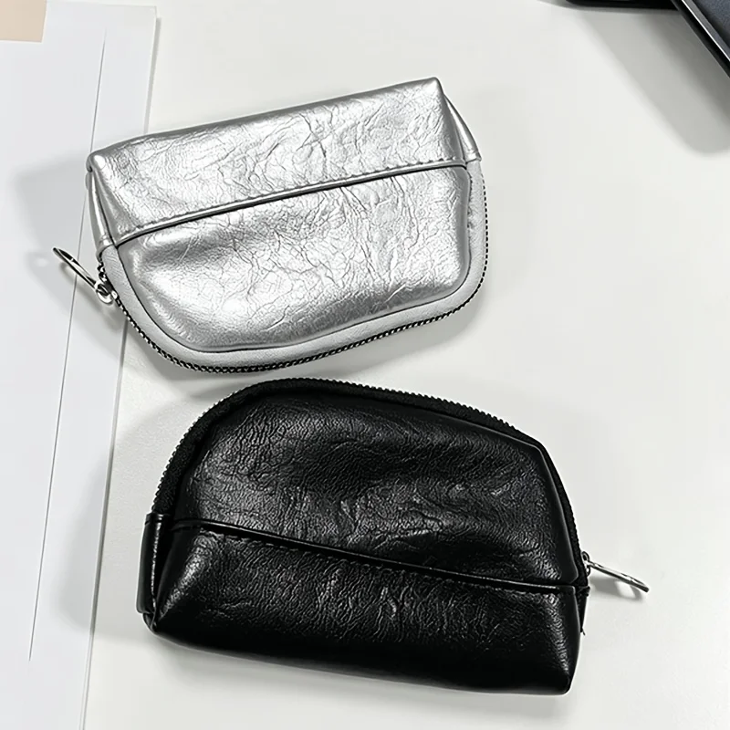 New Silver Shell Shaped Mini Pouch, Stylish Portable Card & Coin Purse, Universal Carry Mini Bag
