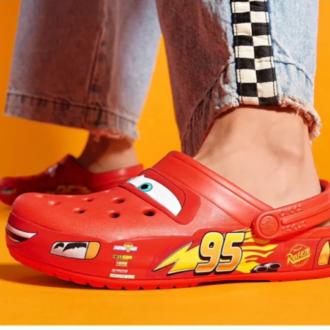 Aoger Disney Lightning Mcqueen Pixar Cartoon Solid Waterproof Slippers Ankle-wrap Outdoor Beach Shoes Sandals Casual Eva Gifts