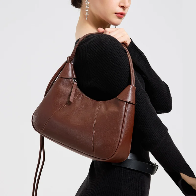 Genuine Grade Leather Women's Shoulder Crossbody Bags Luxury Designer Brand Ladies Tote for Woman Underarm Bag High Quality New
