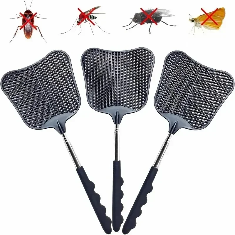 Teleskop-Fliegenklatsche, langlebige Kunststoff-Fliegenklatsche, robust, mit Edelstahl-Teleskopgriff, Mückenschutz-Werkzeug für Zuhause