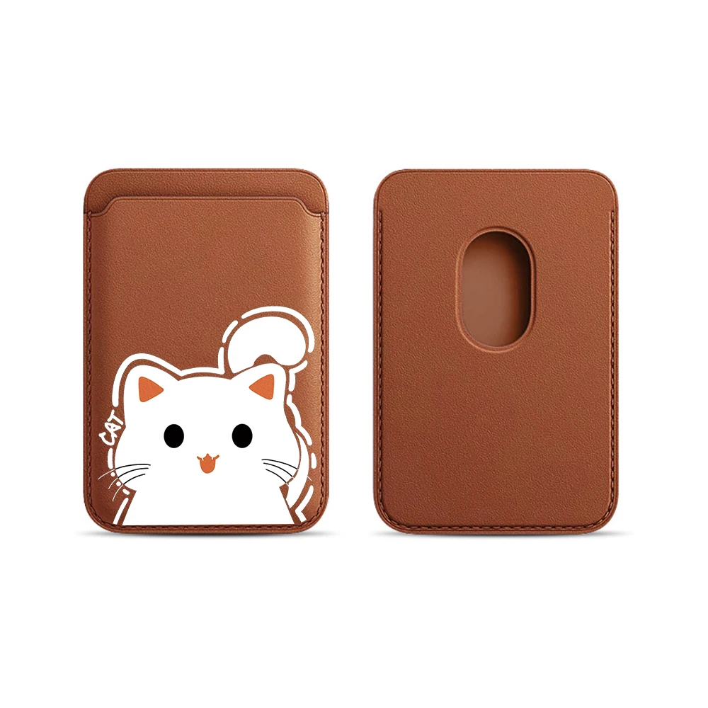 Katzen-Leder-Kartenetui Handyhülle Kartenhalter für Magnetische Hülle Geeignet für alle iPhones mit Magsafe-Kartenfunktion Niedliche Rückentasche – Detail 20