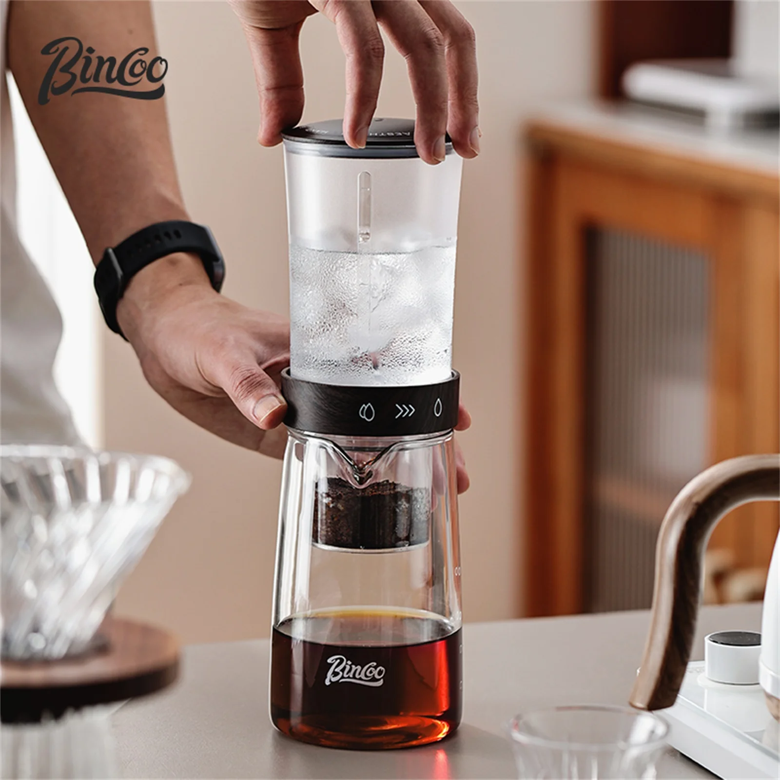 

Glass Ice Drip Cold Brew Coffee Pot Portable Ice Cold Drinking Coffee Maker Home Kitchen Use Pour Over Kettle Removable Cleaning