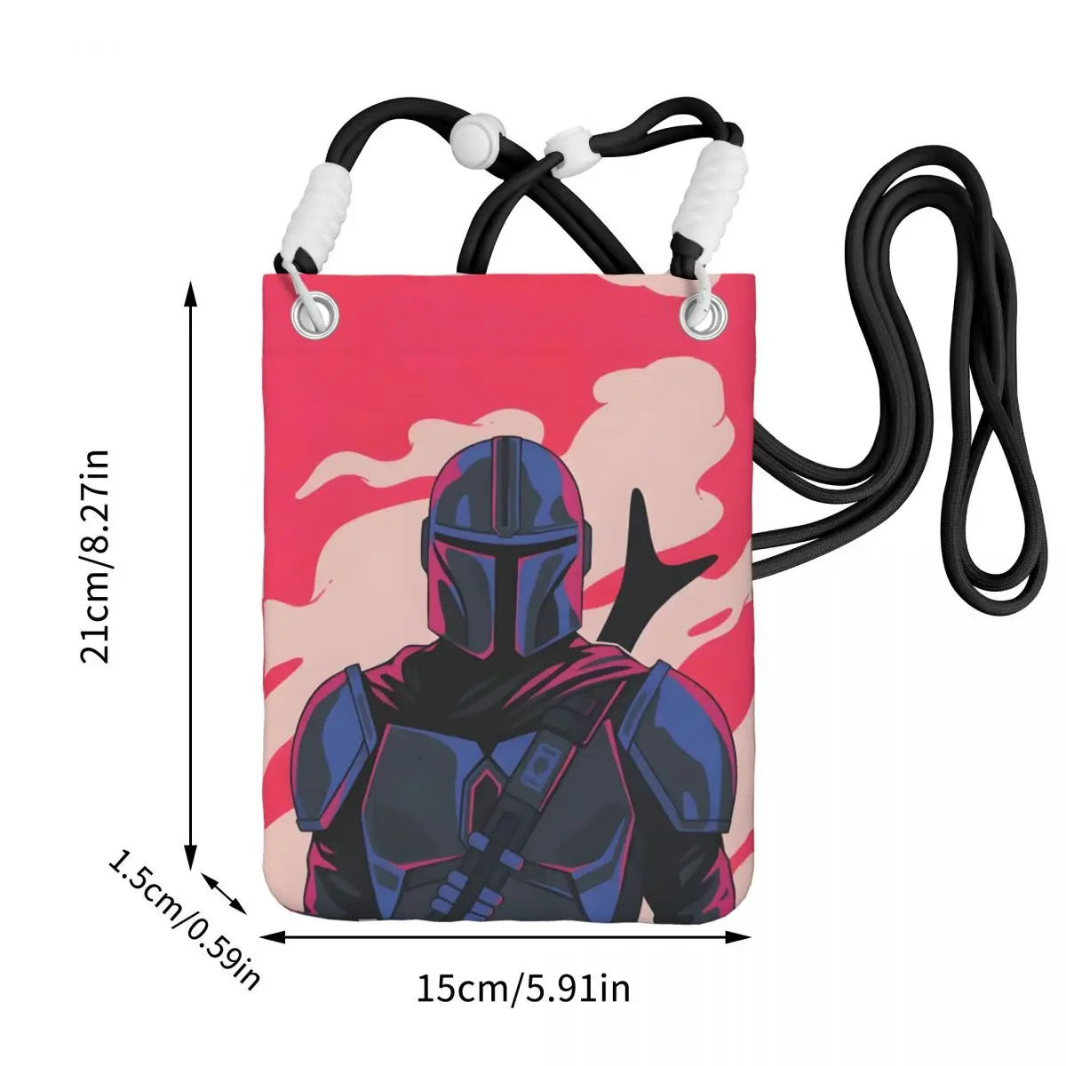 مخصص M-Mandalorian تحمل حقيبة الهاتف المحمول قطري الرجال النساء الفضاء التلفزيون حقيبة الهاتف المحمول المشي لمسافات طويلة الهاتف المال الحقيبة #3