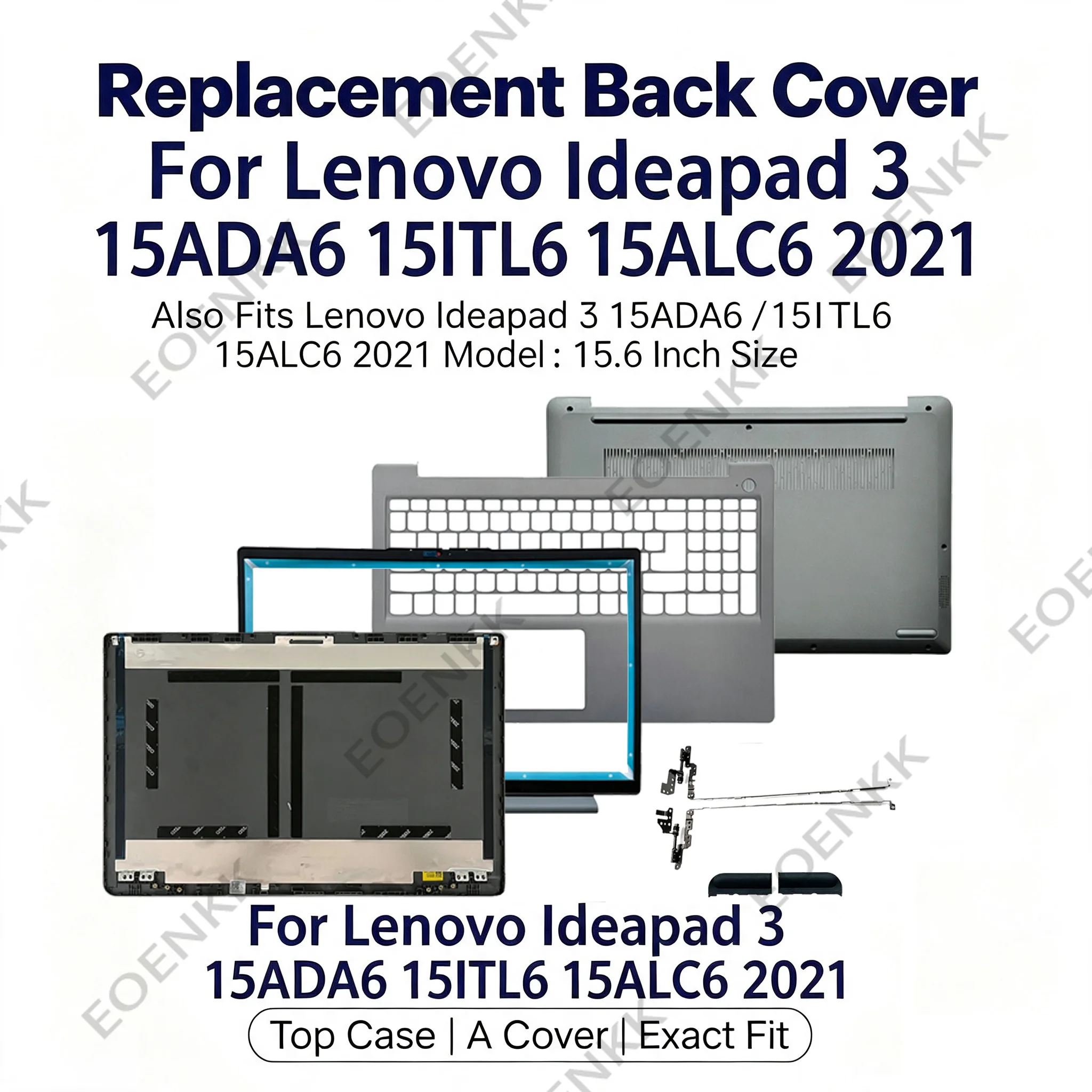 For Lenovo IdeaPad 3 15ADA6 15ITL6 15ALC6 2021 Laptop Back Cover Front Bezel with Hinges Replacement Kit LCD Top Case 5CB1B60414