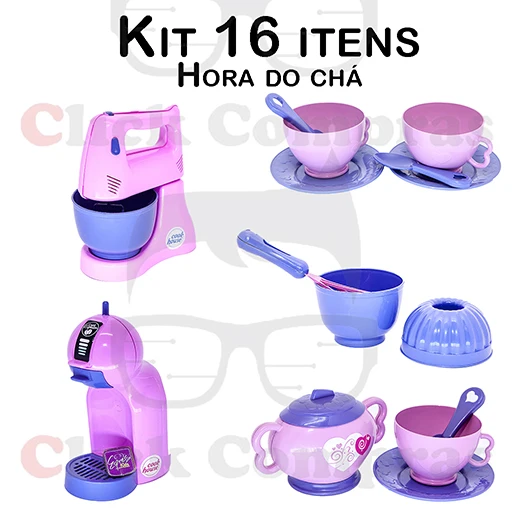 16 PCs Toy Kitchen Tea Time, Coffee and Cake