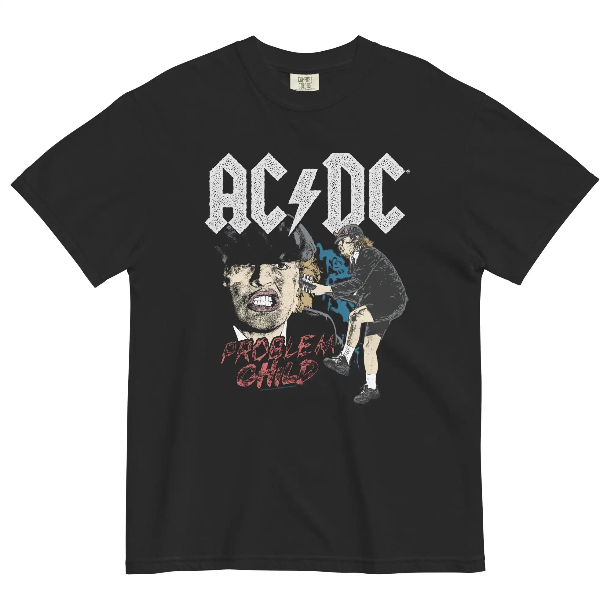 Koszulka AC/DC z motywem Vancouver Show: Czarna baza z logo zespołu, zdjęciem członka i motywem flagi kanadyjskiej, gadżet dla fanów, koszulka damska