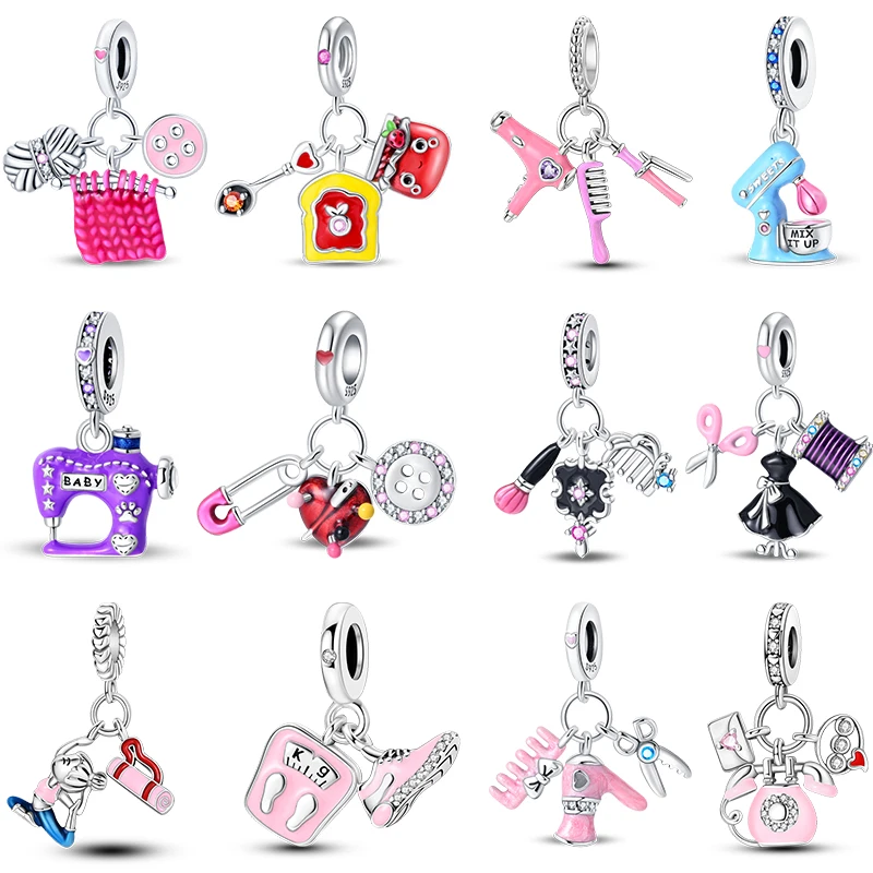 925 Silver Color Breakfast Alarm Clock Beads Exquisite Daily Charms Pendants Fit Qikaola 925 Original Bracelets DIY Jewelry