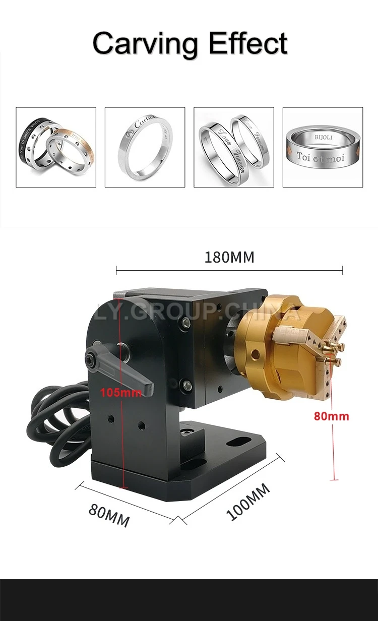 Fiber Laser Marking Engraving Machine Metal Work Kits Rotary Axis Equipped Copper 3Jaw Chuck for Rings Jewelry Engraving Process