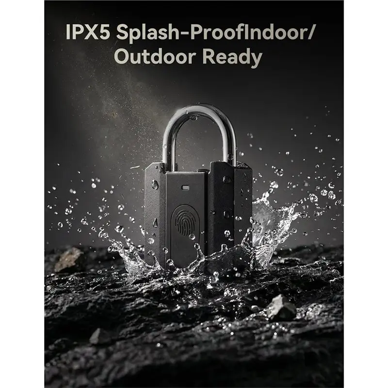 TFORU-Fingerprint Padlock One Touch Gym Locker Lock With Backup Keys, Battery-Powered