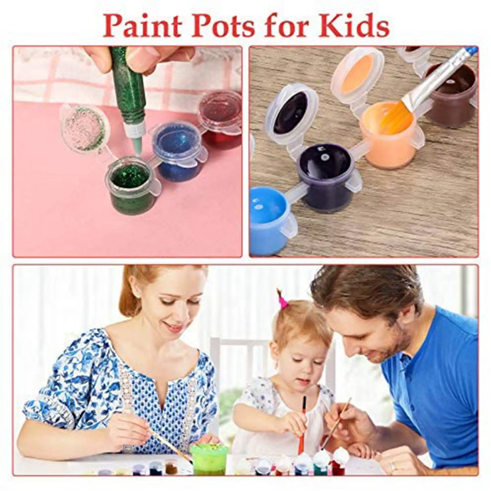 80 Strips 480 Pots Empty Paint Strips Paint Cup Pots Mini Paint Pots Clear Storage Containers for Paintings Art (3Ml)