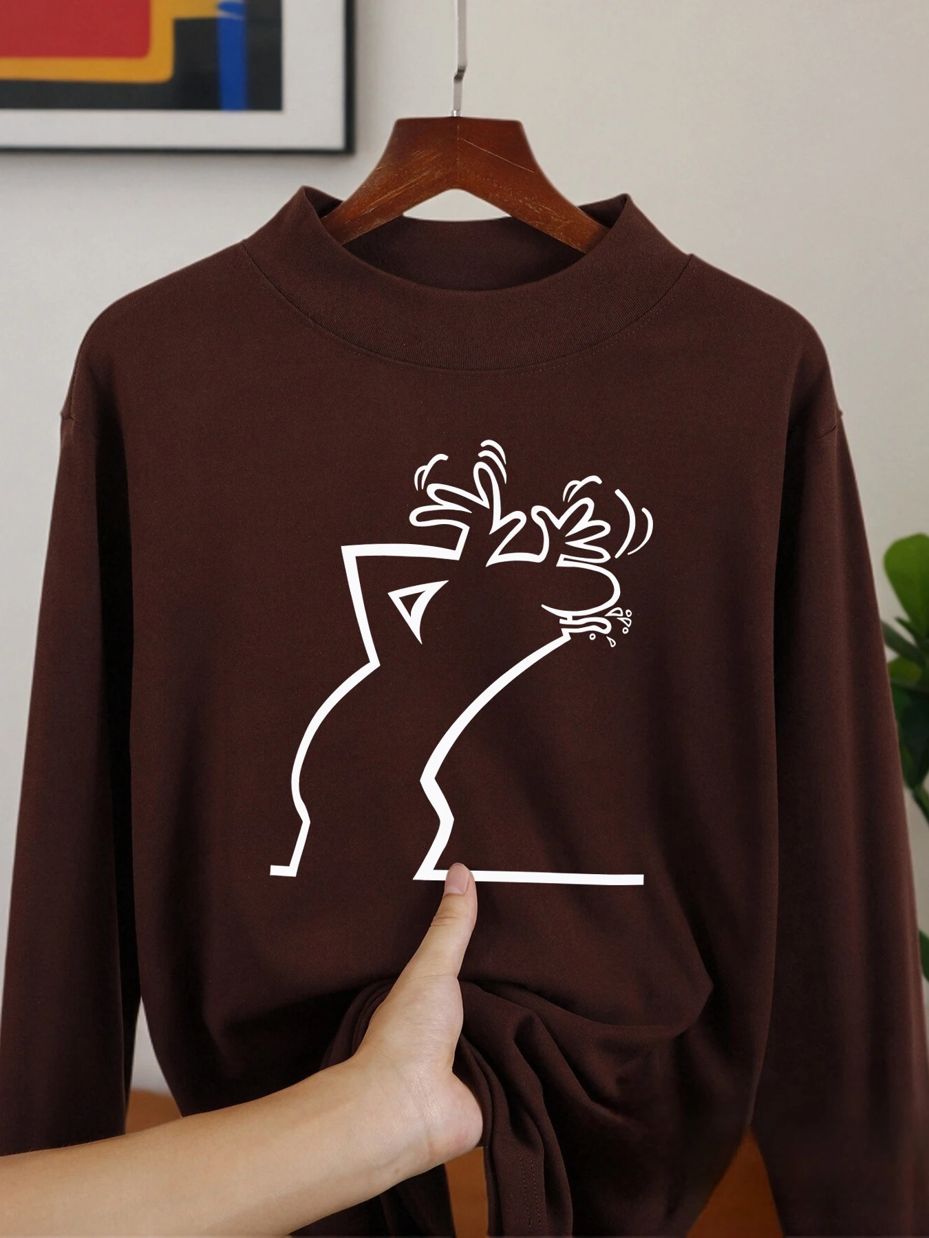 جعل التعبيرات استفزازية الطباعة الخريف رجل جديد قميص طويل الأكمام تناسب الياقة المتوسطة الملابس الدافئة المخملية الصوف القمصان