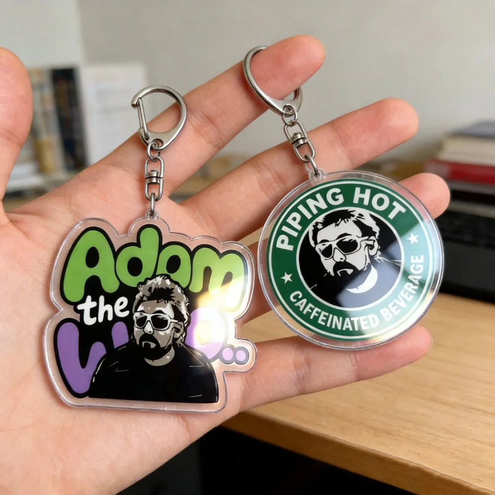 Llavero redondo de acrílico con diseño de Adam The Woo y bebida caliente con cafeína para mujeres, amigas y chicas