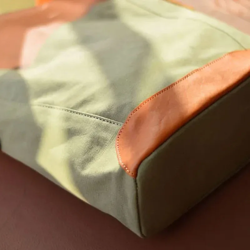 

AETOO Original canvas Tote bag women's large capacity casual crossbody bag women's Japan and South Korea all match color leather