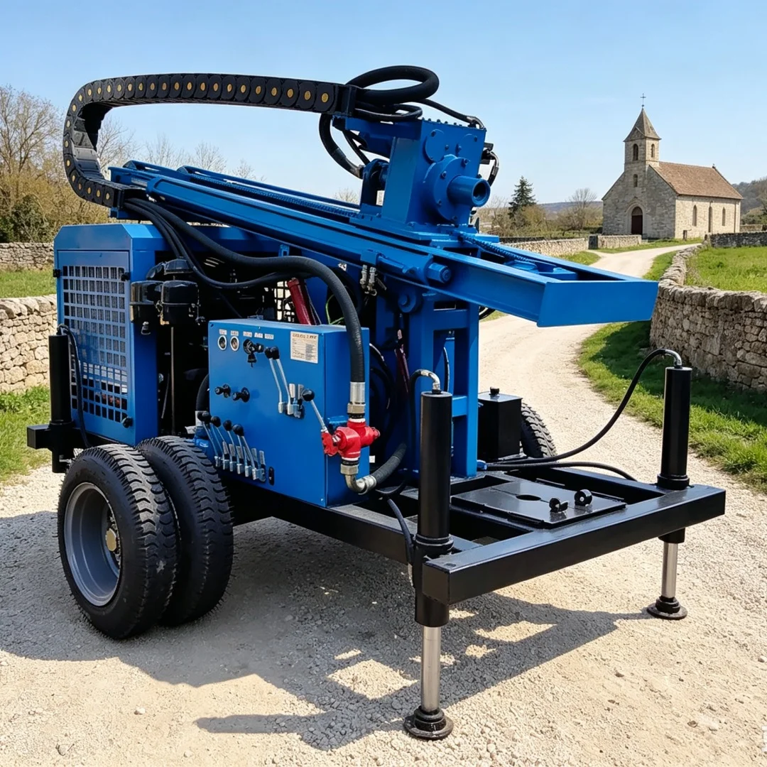 Customized Rural Courtyard Water Well Drilling Machine | Wheel‑Type Diesel Hydraulic Household Irrigation Drilling Equipment
