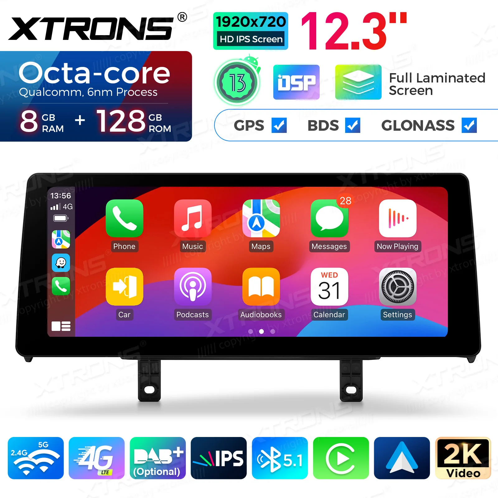 XTRONS 12.3" Android 14 autoradio multimediaspeler stereo monitor Carplay GPS navigatie voor 1/2 Serie F20 F21 F23 NBT systeem