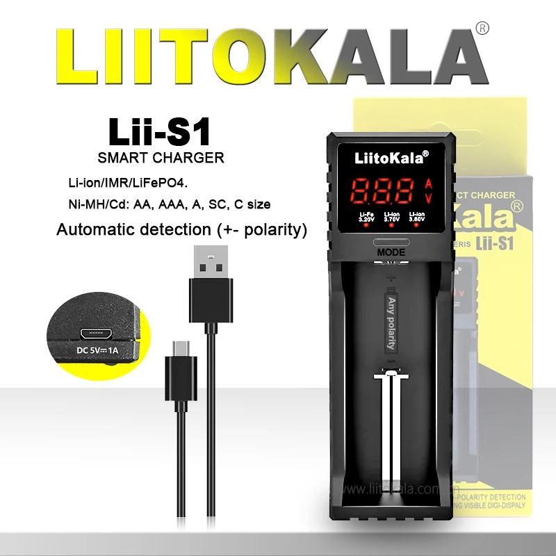 

Зарядное устройство для литиевых батарей LiitoKala Lii-S1 18650 26650.