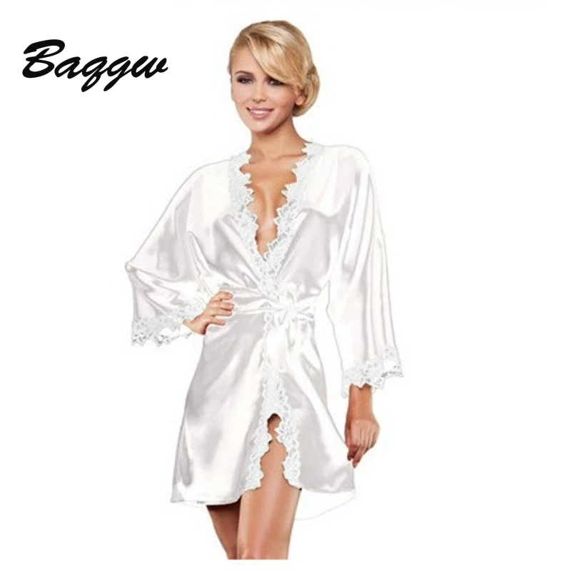 European Sex Clothes Women Sexy Babydolls Lace Lace-up V-Neck Loose Ladies Lingerie Nightwear Robes Seduction Intimate Bathrobe