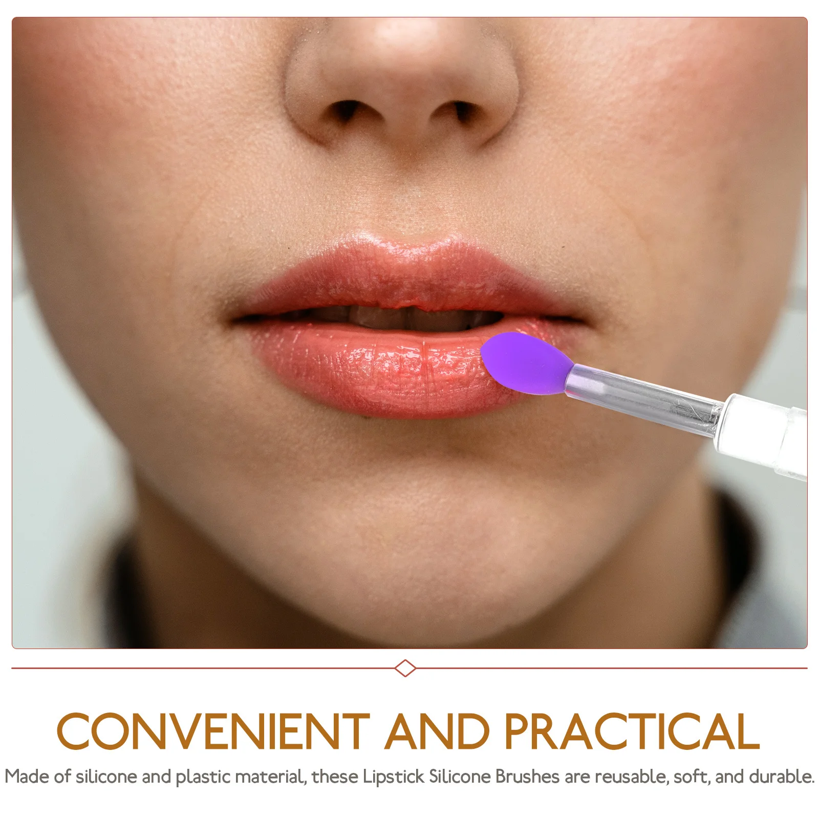 투명한 손잡이가 있는 8Pcs 실리콘 립 어플리케이터 립스틱 브러쉬 립글로스 밤용 재사용 가능한 소프트 메이크업 도구