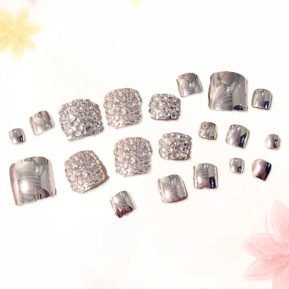 24 قطعة مجموعة نصائح الأظافر للنساء العصرية سباركلي أظافر وهمية DIY بها بنفسك أظافر صناعية الفن مجموعة أنيقة غطاء كامل تصميم صالون الاستخدام المنزلي #1