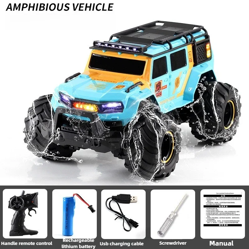 Jouet de voiture télécommandé tout-terrain, camion amphibie Bigfoot, super grand, escalade, 4x4, 2.4G, cadeau amusant, camion éditorial, 32cm