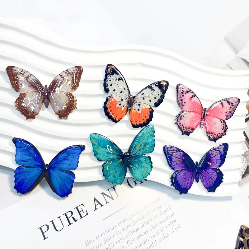 

Newest 30pcs/lot color pattern print animals cartoon butterfly shape acrylic cabochon beads diy jewelry garment hair accessory