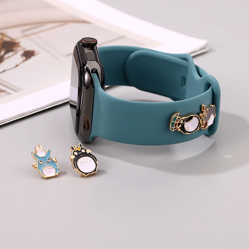 Japanese Anime Cartoon Charms Jewelry for Apple Watch Soft Silicone Rubber Watchband Charm Accessories Animal Charm for Iwatch