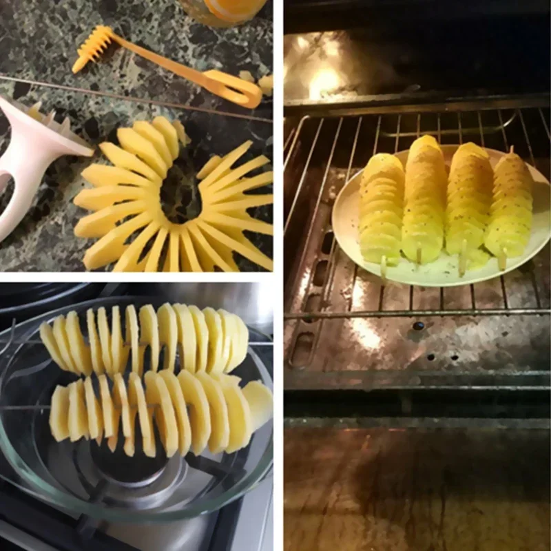 Protable Potato BBQ Skewers For Camping Chips Maker slicer Potato Spiral Cutter Barbecue Tools Kitchen Accessories kitchen gadge image 5