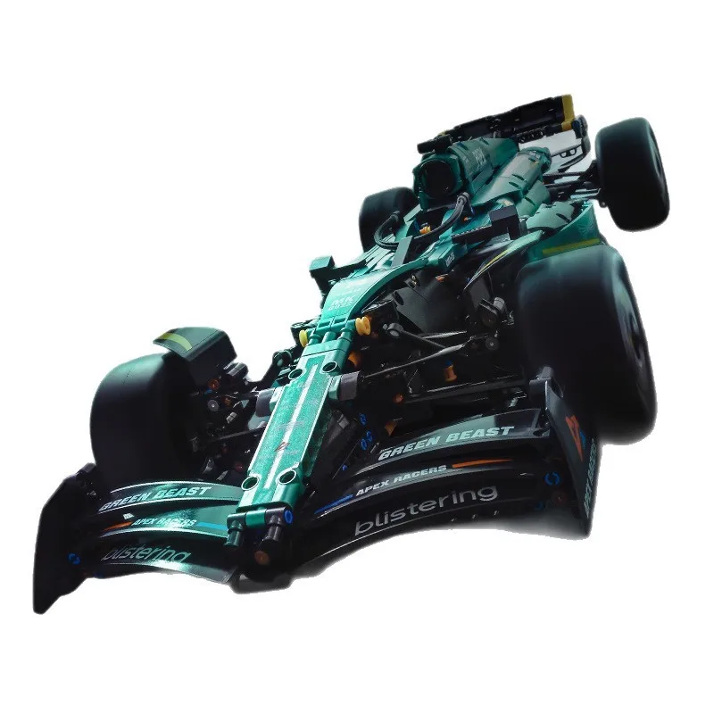 OUZEY Blocos de construção de carros hiper em escala 1:8, kits de modelo de veículos de corrida verde metálico, 14+ presente educacional de montagem DIY para adolescentes