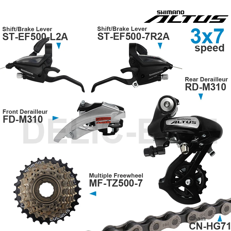 SHIMANO ALTUS 3x7 Speed Groupset include ST-EF500 Shifter RD-M310 FD RD-M360 Front/Rear Derailleur MF-TZ500-7 CN-HG71 Chain