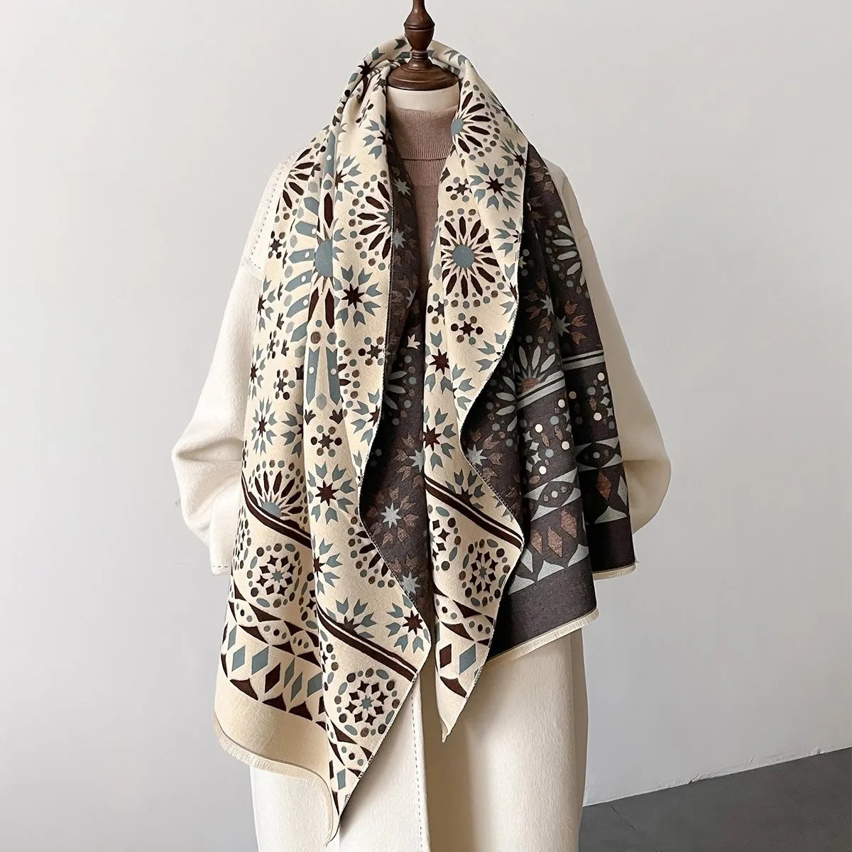 High Quality Thick Cashmere Blanket Women Scarf Warm Pashmina Shawl Winter Wraps Bufanda Print 2024 Design Poncho Echarpe Female