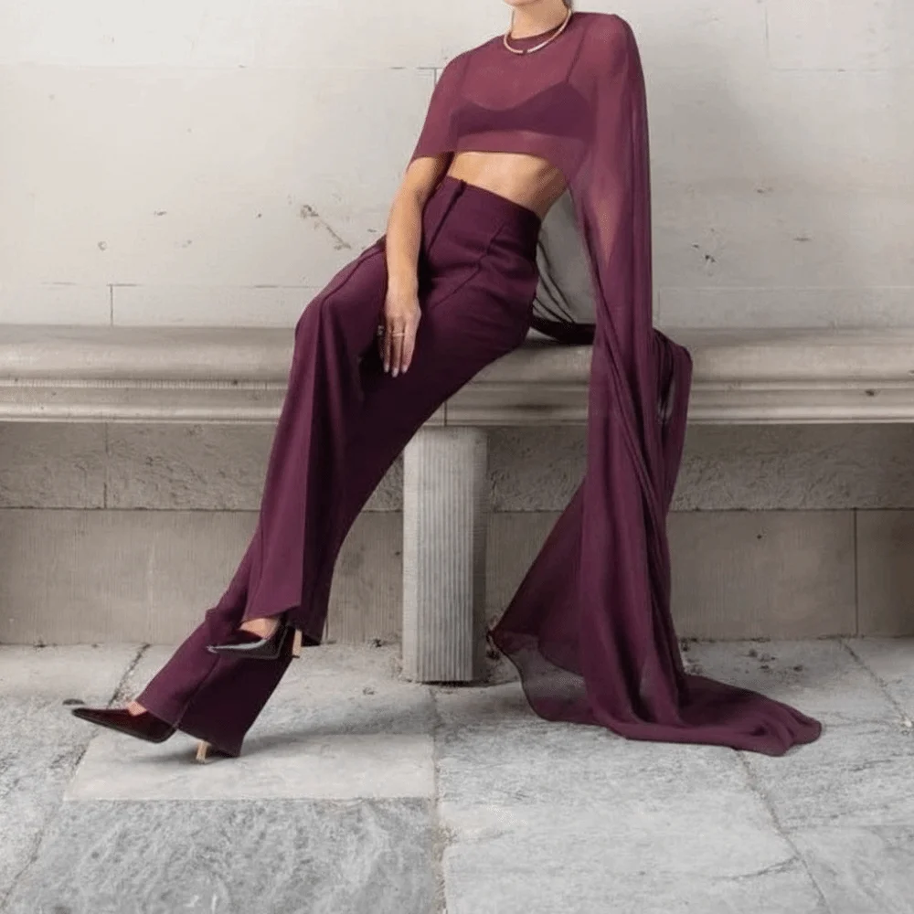 Elegante Capa Larga de Gasa con Estampado de Puntos y Color Sólido, Capas de Noche Estilo Delgado, Ponchos para Fiesta