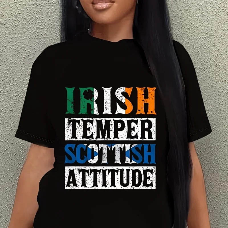 Irish Temper, Scottish Attitude Women's Plus Size T-Shirt 100% Cotton 220g