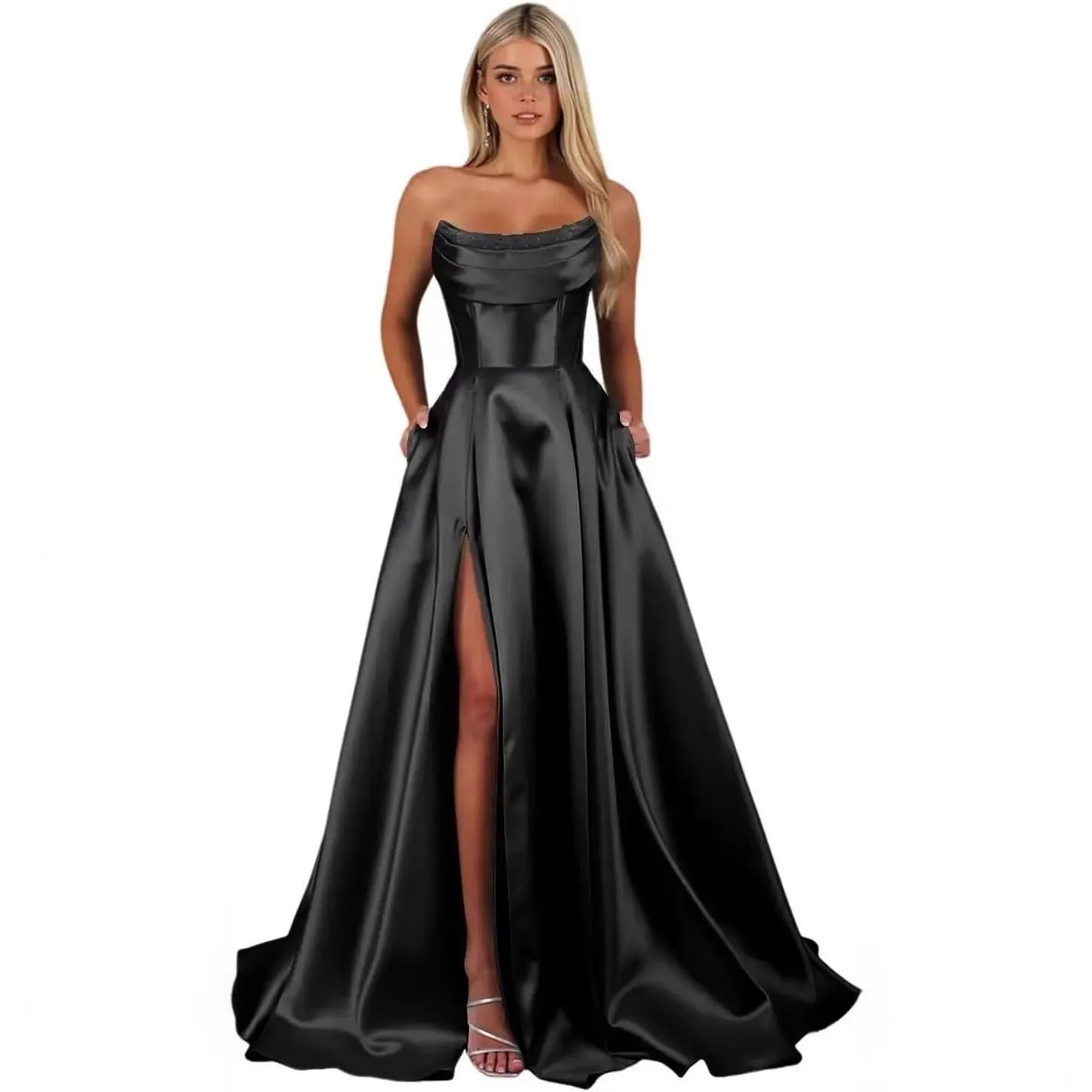 J146 Customized Long Satin Bridesmaid Dresses Sweet Memory Formal Dress Women Elegant Wedding Party Dress Bride Maid Dresses