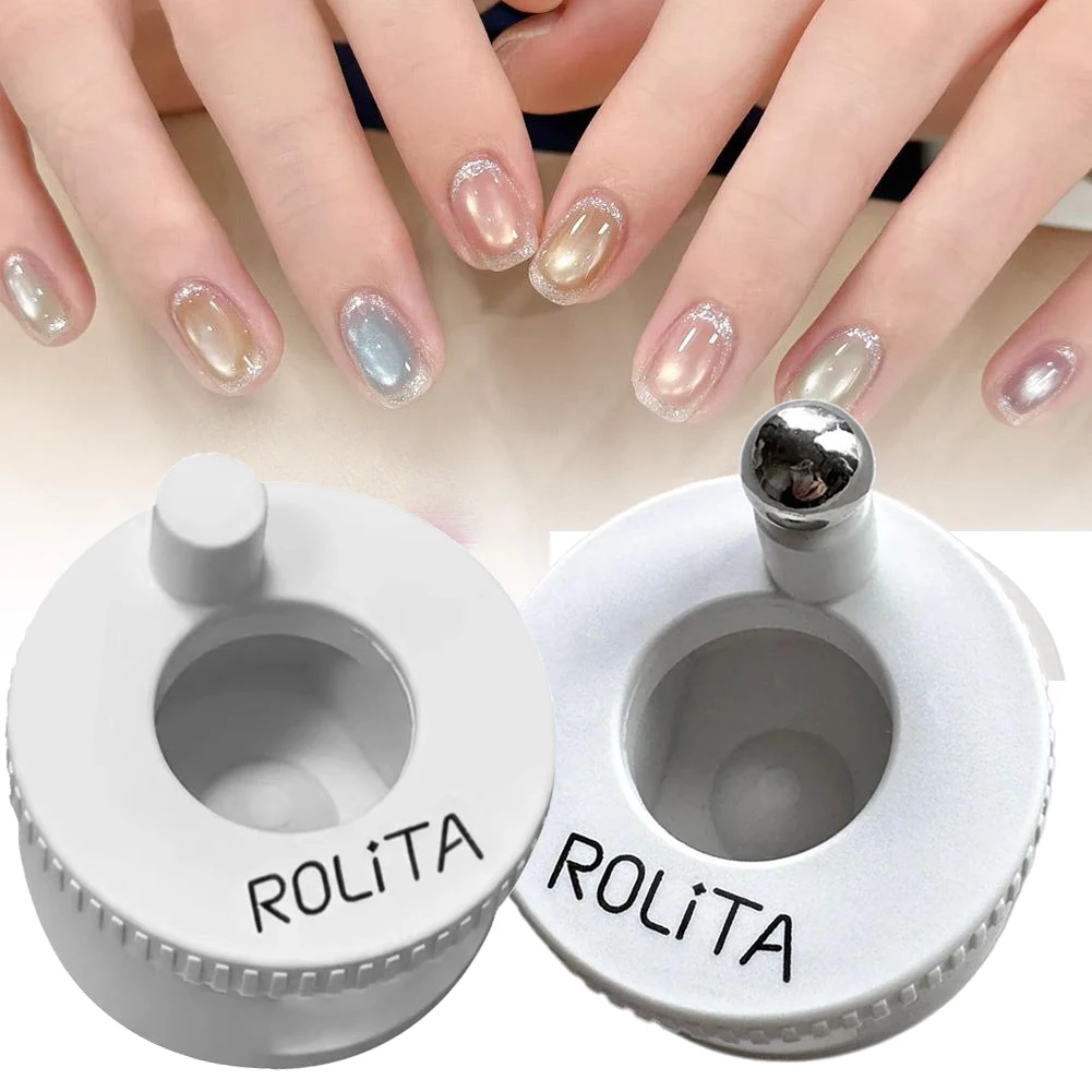Rotating Cat Eye Magnet for Nails, Automatic Glass Bead Nail Magnet Spinner, DIY Magnetic Gel Polish Guide Tool Nail Art Salon